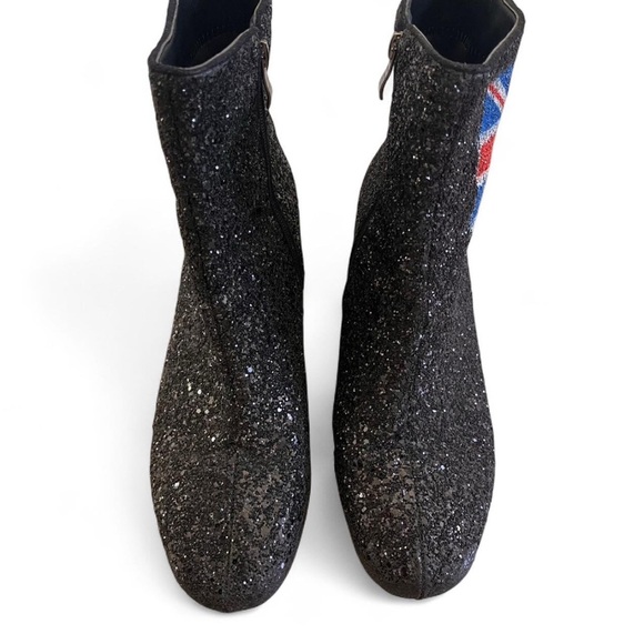 Black Glitter Ankle Boots with Union Jack Design size 9.5 - Picture 5 of 5